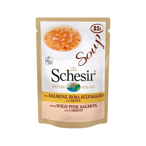 Schesir Katzensuppe - Rosa Lachs & Karotte 1 Schesir Katzensuppe - Rosa Lachs & Karotte